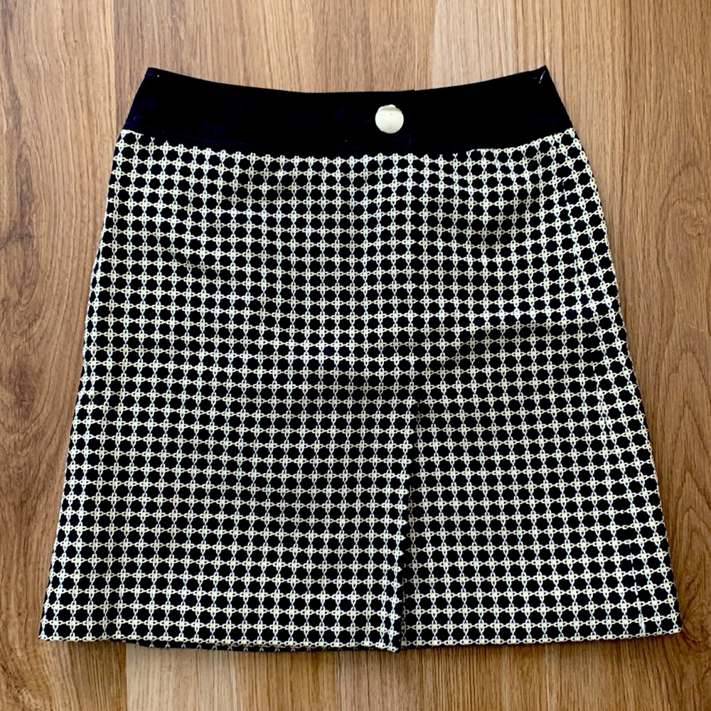 Ann Taylor Embroidered Navy and Off-white Skirt size 4